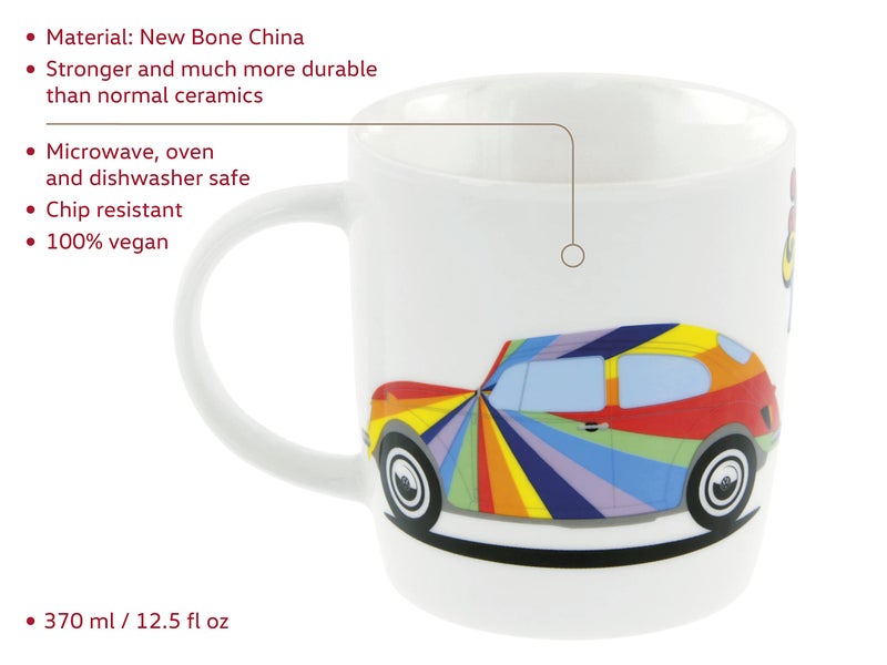 BRISA VW Collection - Volkswagen Large Ceramic Coffee-Tea-Cappuccino Mug Cup in Beetle Bug Design (370 ml/12.5 fl oz/Stripes/Multicolor) - Image 2